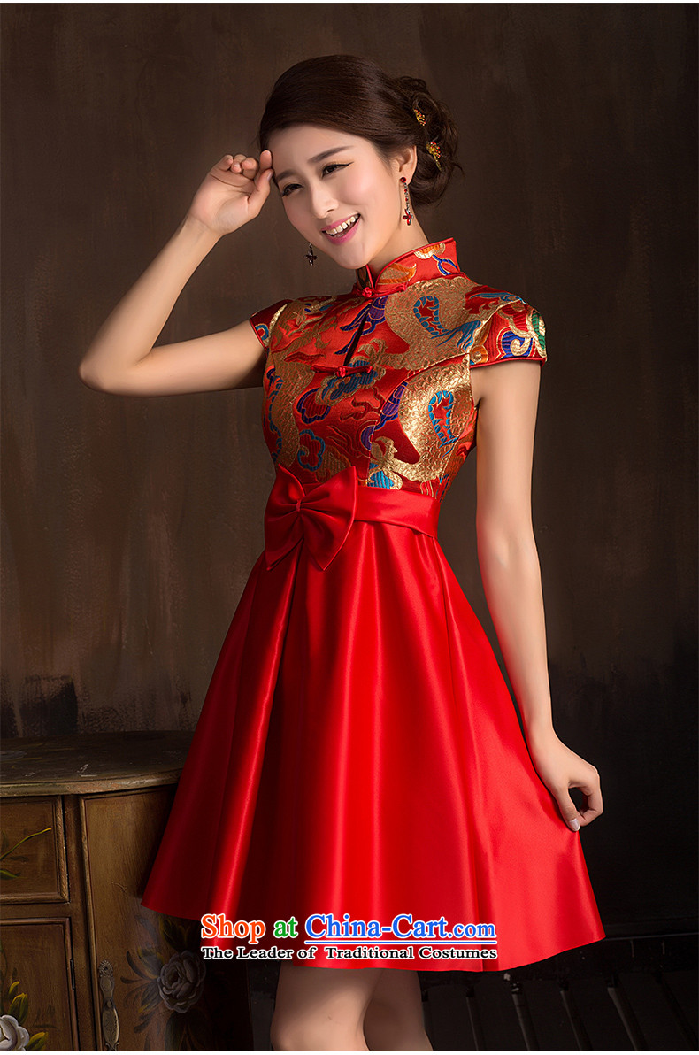 The following new paragraph on the summer and fall of 2015, the bride cheongsam dress bows services improved large stylish wedding dresses short dragon in the use of 7 short-sleeved waist) S picture, prices, brand platters! The elections are supplied in the national character of distribution, so action, buy now enjoy more preferential! As soon as possible.
