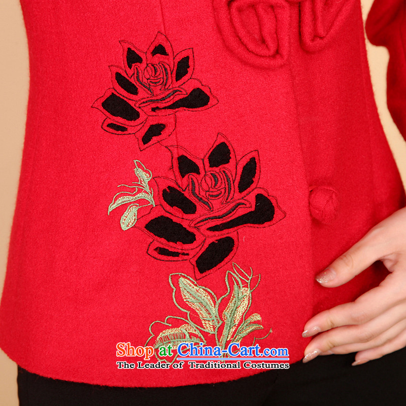 The Cave of the elderly ex-gratia middle-aged Sau San thick hair? Tang jackets female autumn and winter embroidery stylish MOM Pack 2016 XL, Cave of the elderly in red , , , shopping on the Internet