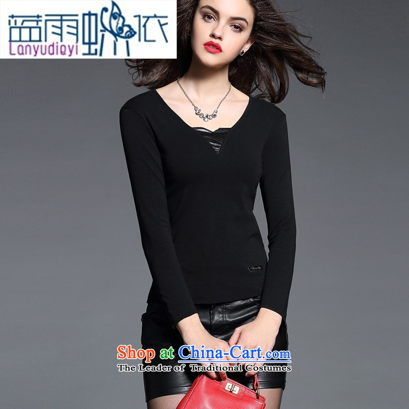 Ya-ting shop European site female pure cotton, her forming the spell checker shirt wild long-sleeved T-shirt, forming the yi 2666 4289 M Blue rain butterfly according to , , , shopping on the Internet