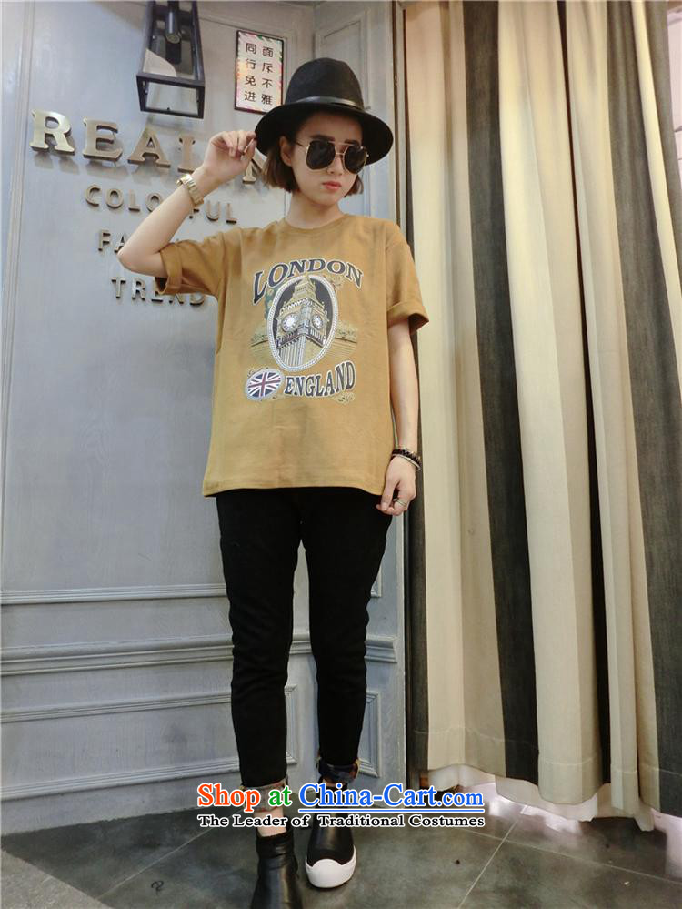Ya-ting shop 2015 Autumn new for women Korean T-shirt with round collar forming the relaxd clothes wild female short-sleeved T-shirt yellow are code picture, prices, brand platters! The elections are supplied in the national character of distribution, so action, buy now enjoy more preferential! As soon as possible.