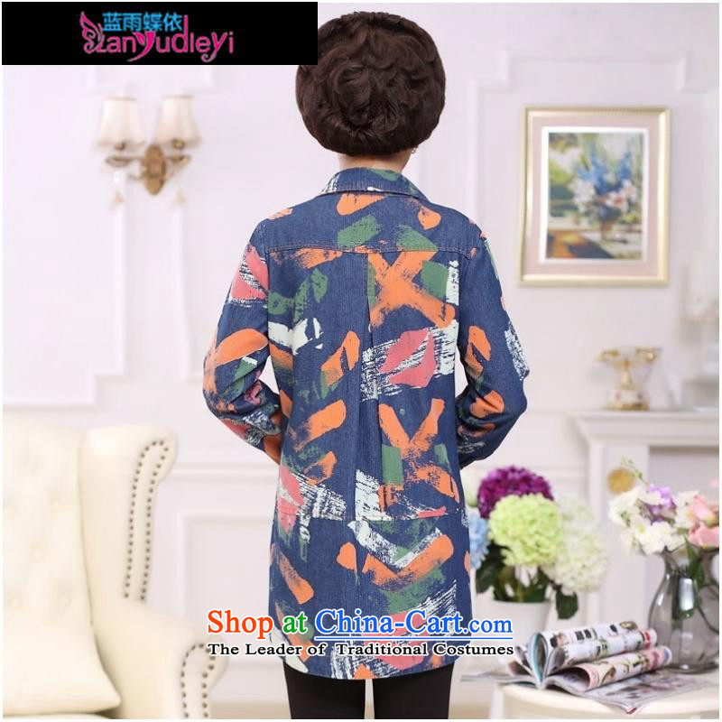September female boutiques in older women's * autumn 2015 Korean Pack new moms Load Color Plane Collision cowboy long-sleeved shirt and women blue toner spent code XXXL, blue rain butterfly according to , , , shopping on the Internet