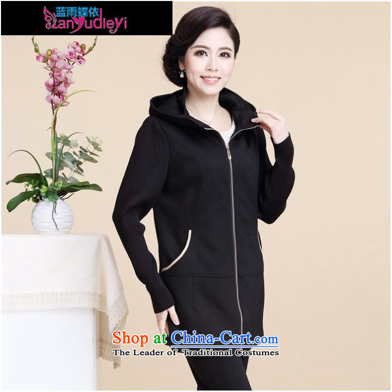 September female shop in the autumn the new *2015 Older Women fall in gross load? long long-sleeved jacket for larger mother blouses female black , L, blue rain butterfly according to , , , shopping on the Internet