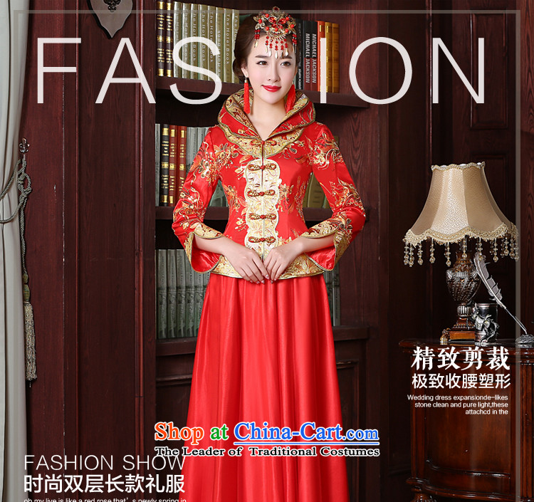 The bride with a drink service red autumn 2015 new cheongsam dress Chinese wedding dress improved large stylish wedding dress 9 sleeve length dress + model with 68 Head Ornaments L picture, prices, brand platters! The elections are supplied in the national character of distribution, so action, buy now enjoy more preferential! As soon as possible.