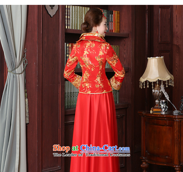 The bride with a drink service red autumn 2015 new cheongsam dress Chinese wedding dress improved large stylish wedding dress 9 sleeve length dress + model with 68 Head Ornaments L picture, prices, brand platters! The elections are supplied in the national character of distribution, so action, buy now enjoy more preferential! As soon as possible.