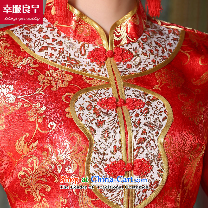 However service red bride qipao 2015 new autumn and winter Chinese wedding dress long improved services the lift mast to women stylish autumn, long-sleeved long dress + model with 68 Head Ornaments 2XL, honor services-leung , , , shopping on the Internet