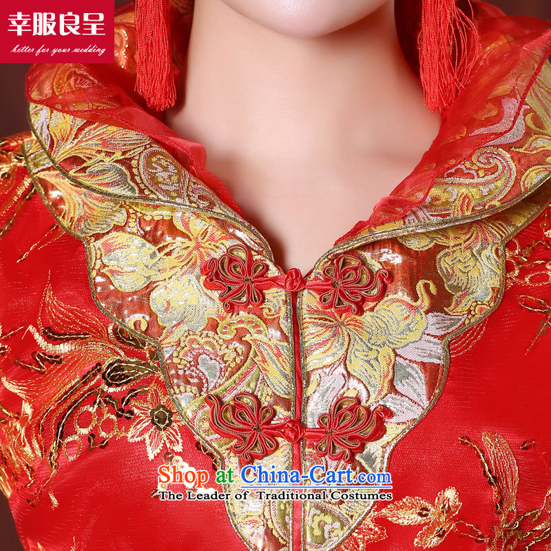 The bride wedding dress 2015 Sau Wo Service new services red Chinese qipao bows dress long ancient wedding dress for long winter dress + model with 68 head-dress - pre-sale of new products 5 day shipping services have M-leung , , , shopping on the Interne