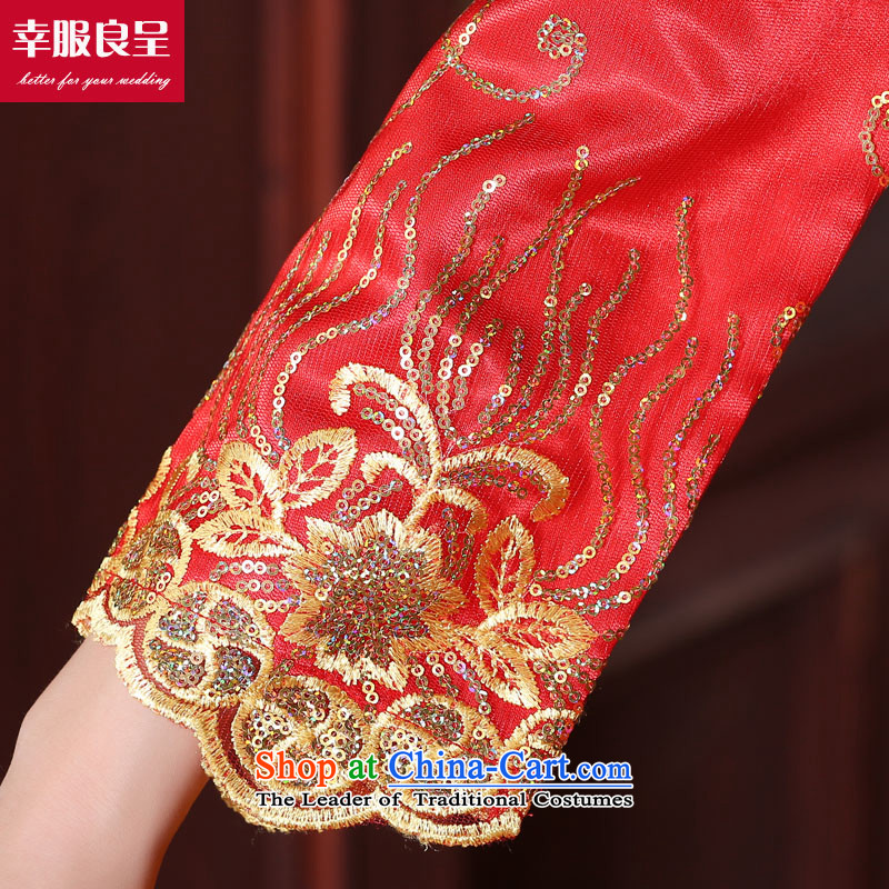 Red bows service bridal dresses wedding dress of autumn and winter improved Chinese wedding dress long dragon use su wo service, long-sleeved dress autumn + model with 68 Head Ornaments , L, a service-leung , , , shopping on the Internet