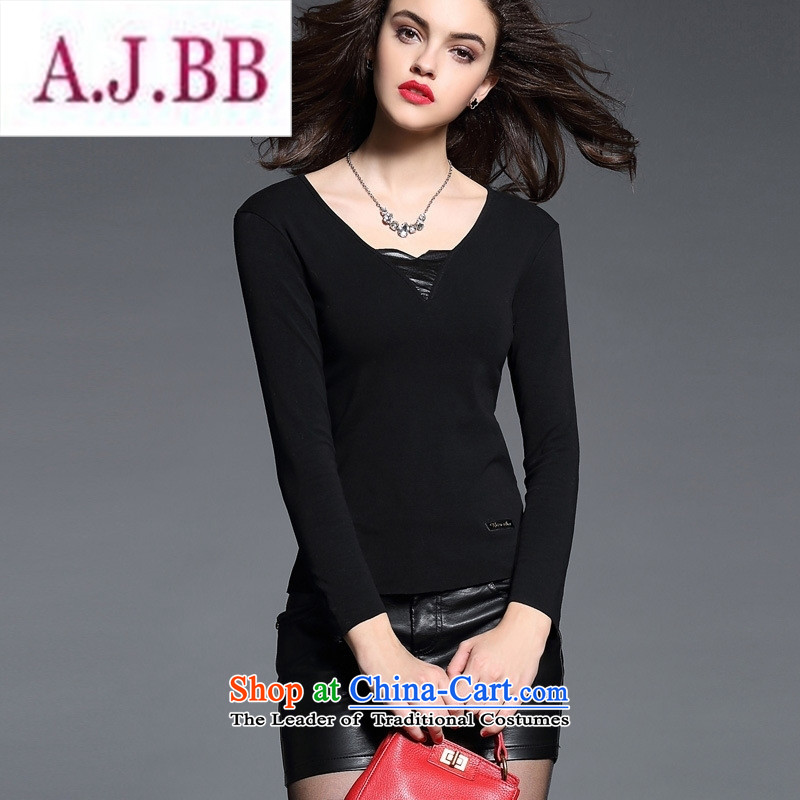 Ms Rebecca Pun stylish shops European site female pure cotton, her forming the spell checker shirt wild long-sleeved T-shirt, forming the yellow M,A.J.BB,,, Yi shopping on the Internet