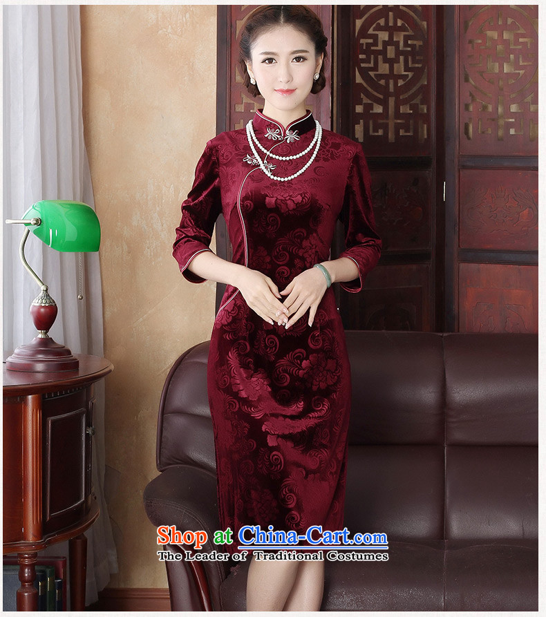 The cycle are 2015 Kim 歆 scouring pads mother in the autumn of replacing qipao cheongsam dress new older Stylish retro temperament improved cheongsam dress 3197 deep red XL Photo, prices, brand platters! The elections are supplied in the national character of distribution, so action, buy now enjoy more preferential! As soon as possible.