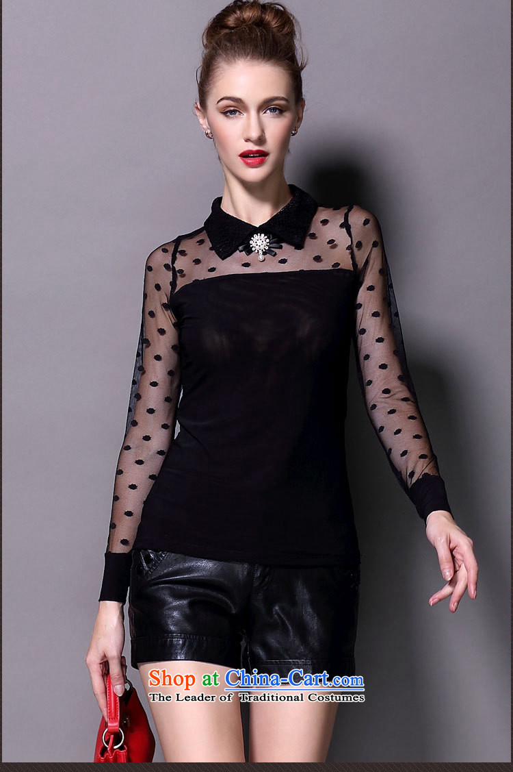 Orange Tysan * European site fall 2015 shirts larger female sexy lace stitching Mesh long-sleeved shirt black M pictures, forming, prices, brand platters! The elections are supplied in the national character of distribution, so action, buy now enjoy more preferential! As soon as possible.