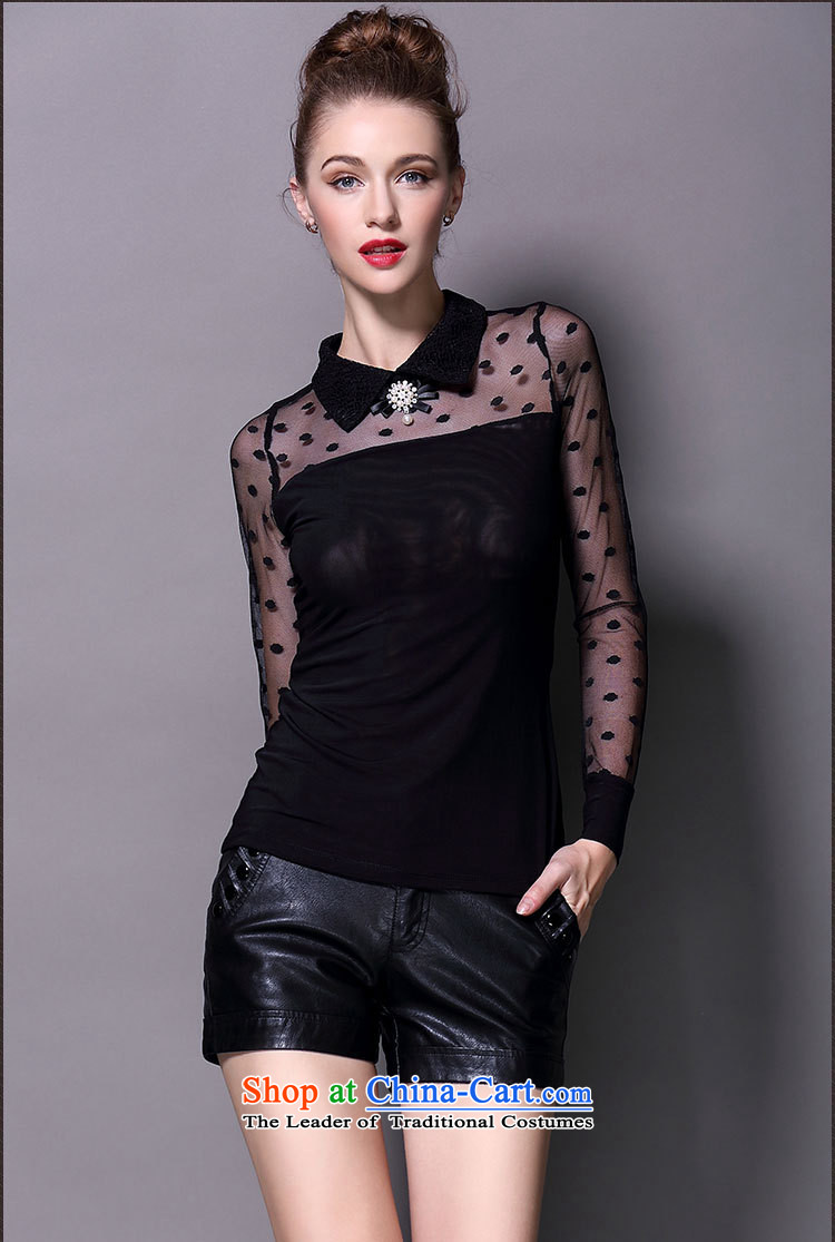 Orange Tysan * European site fall 2015 shirts larger female sexy lace stitching Mesh long-sleeved shirt black M pictures, forming, prices, brand platters! The elections are supplied in the national character of distribution, so action, buy now enjoy more preferential! As soon as possible.