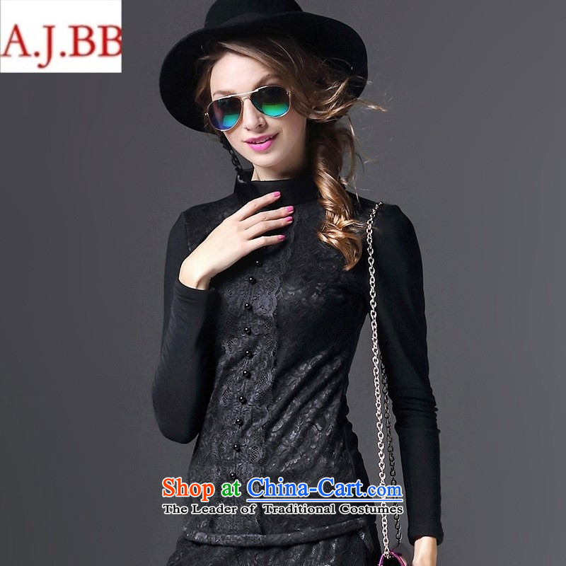 Orange Tysan * European station 2015 winter new women's women's retro qipao plus lace forming the thick wool sweater long-sleeved black L,A.J.BB,,, shopping on the Internet