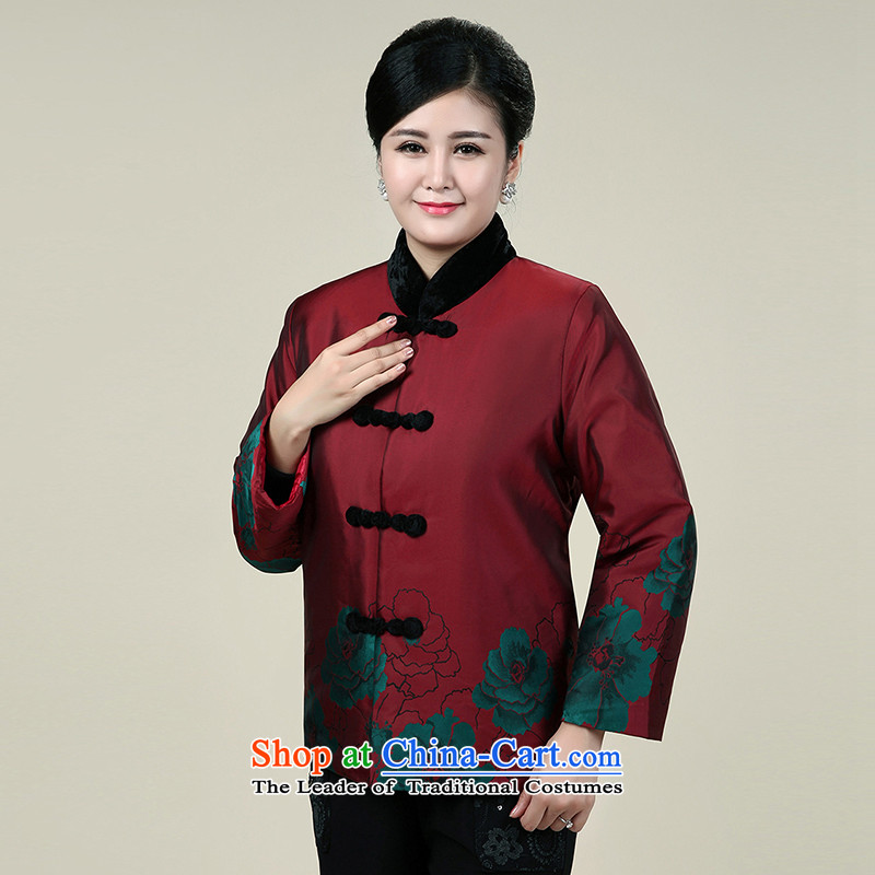 Tang dynasty women caught up Tibet China wind Chinese banquet dress in her grandmother mother grandma older national costumes purple XXXL, possession of friendship has been pressed 0891 Online Shopping