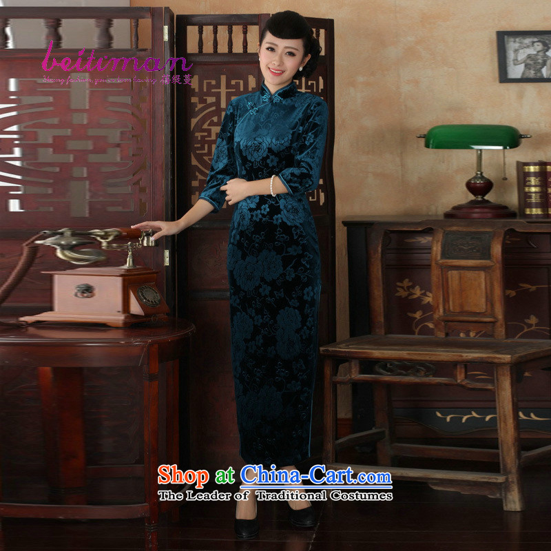 Mrs Ingrid Yeung economy Overgrown Tomb New Pure Color Chinese elastic Kim long wool collar manually Tang Dynasty Sau San qipao detained dresses blue , Mrs Ingrid Yeung economy Overgrown Tomb , , , shopping on the Internet