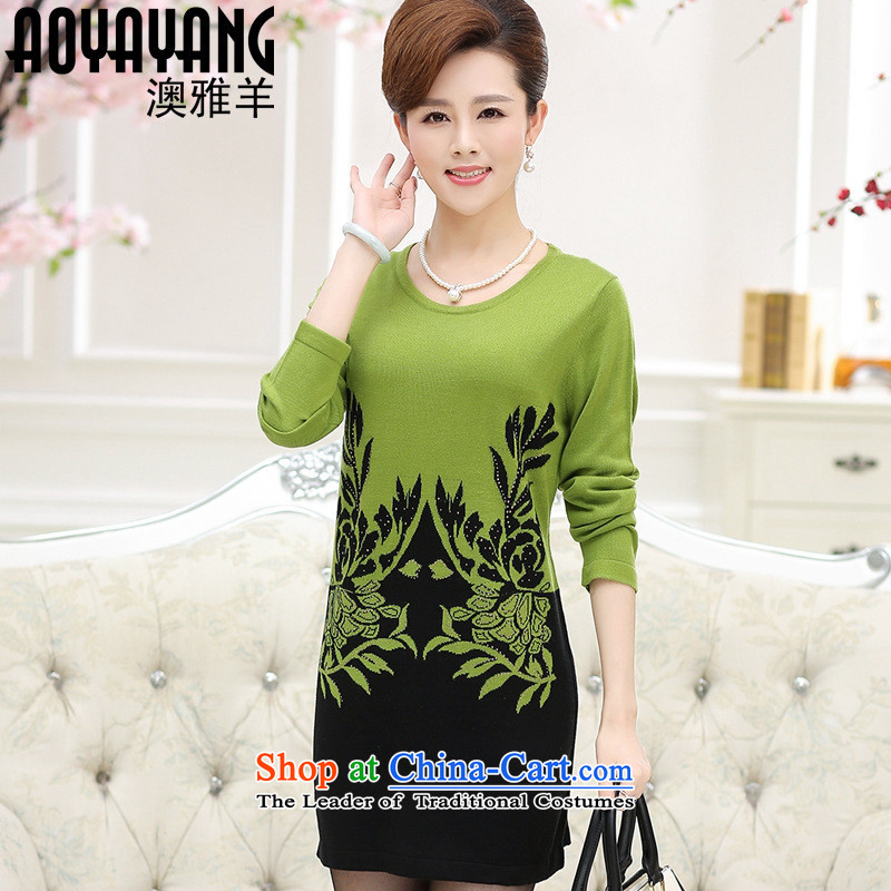In 2015, the non-elderly, forming the knitwear middle-aged moms with autumn in long long-sleeved sweater knit skirt 1868 Grass green L, Susan Sarandon bandying (KASHAN.JJ card) , , , shopping on the Internet