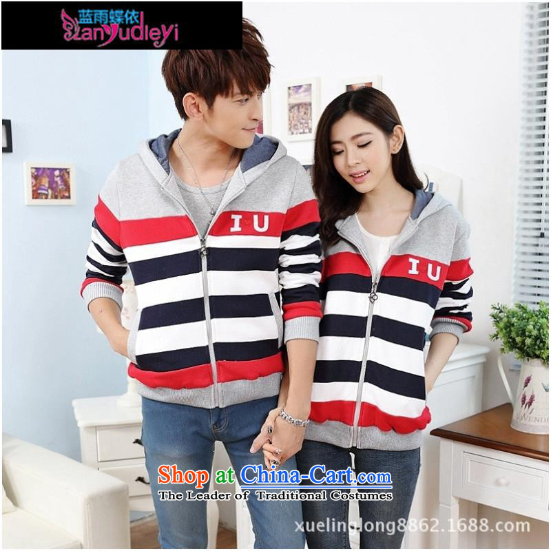 September Girl Store * couples with the autumn and winter streaks with cap load lint-free thick couples spent sweater gray men XL, blue rain butterfly according to , , , shopping on the Internet