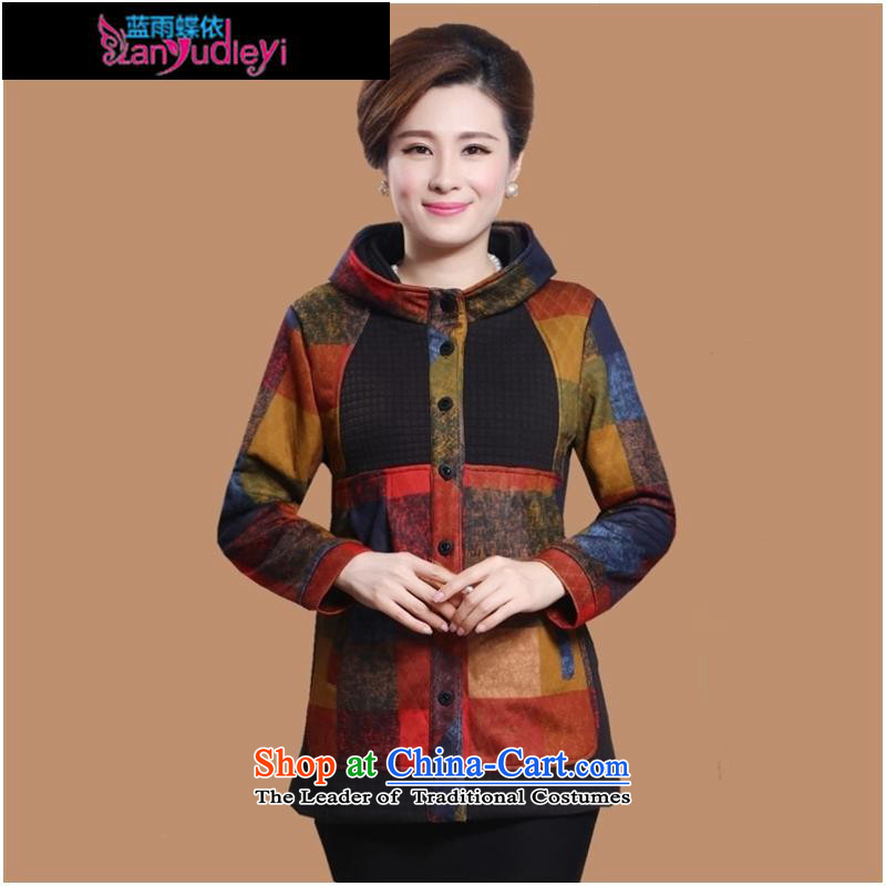 September female boutiques in older women's *2015 autumn and winter jackets for larger windbreaker elderly mother replacing autumn casual jacket coat 3XL, latticed blue rain Wong Wing to , , , shopping on the Internet