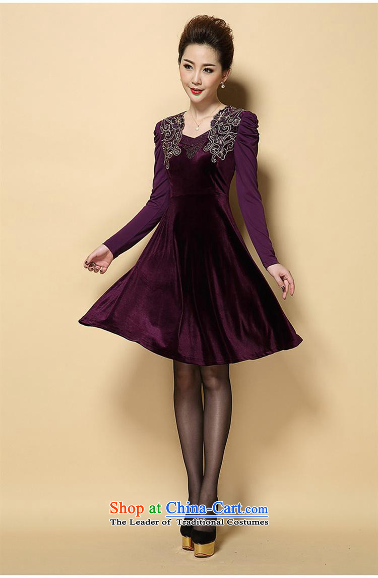And involved shops new) Autumn *2015 middle-aged women large decorated in golden plush mother long-sleeved dresses purple 4XL Photo, prices, brand platters! The elections are supplied in the national character of distribution, so action, buy now enjoy more preferential! As soon as possible.