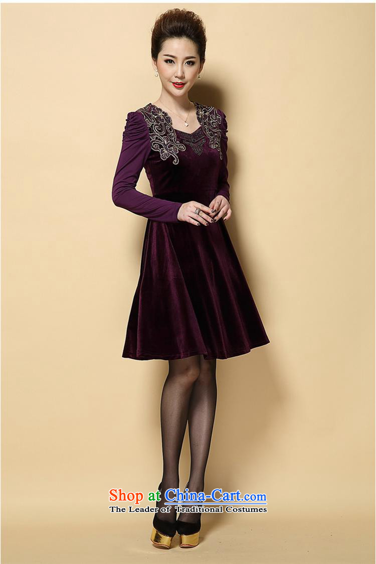 And involved shops new) Autumn *2015 middle-aged women large decorated in golden plush mother long-sleeved dresses purple 4XL Photo, prices, brand platters! The elections are supplied in the national character of distribution, so action, buy now enjoy more preferential! As soon as possible.