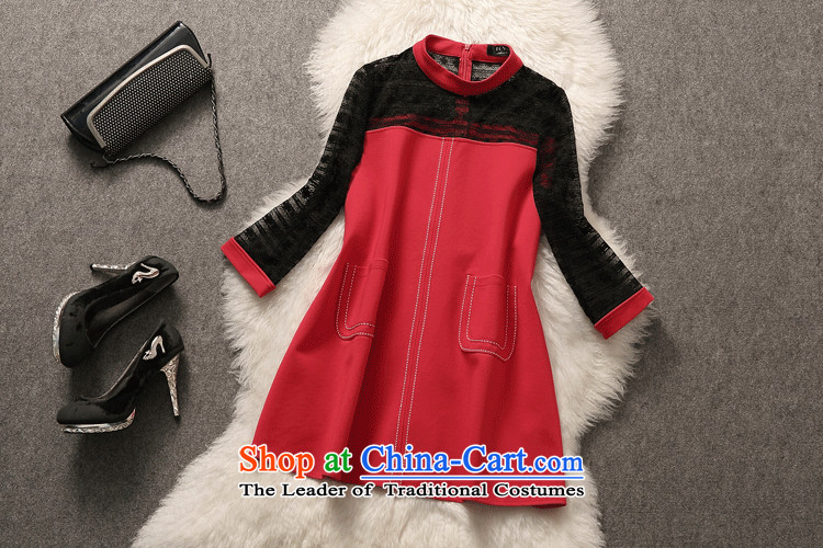 The European station 2015 Autumn Hamilton high-end female lace stitched cotton knit collar 7 Cuff A loose coat red T-shirt L picture, prices, brand platters! The elections are supplied in the national character of distribution, so action, buy now enjoy more preferential! As soon as possible.