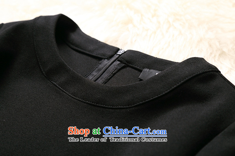 Hami 2015 autumn and winter new European and American Women's stylish stitching PU-su round-neck collar 7 Cuff A cotton shirt T-shirt black M picture, prices, brand platters! The elections are supplied in the national character of distribution, so action, buy now enjoy more preferential! As soon as possible.