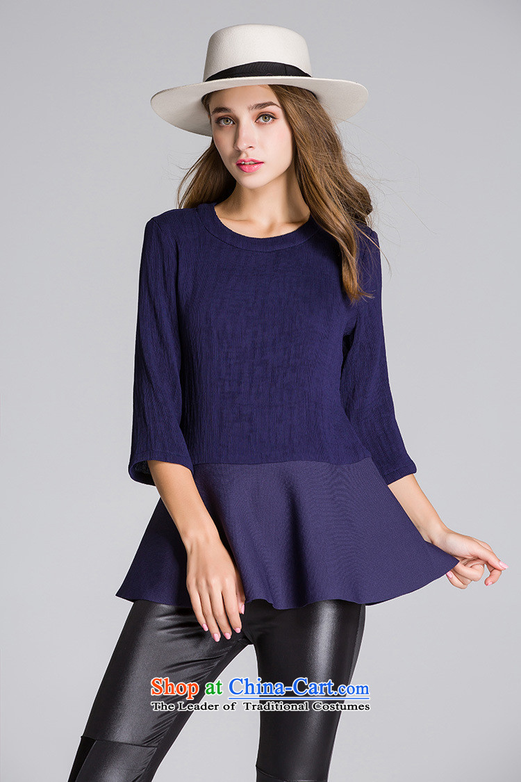 Hami 2015 autumn and winter new European and American women wear T-shirt with round collar 7 knitting T-shirt-sleeves Sau San deep blue T-shirt M, prices, brand image of Platters! The elections are supplied in the national character of distribution, so action, buy now enjoy more preferential! As soon as possible.