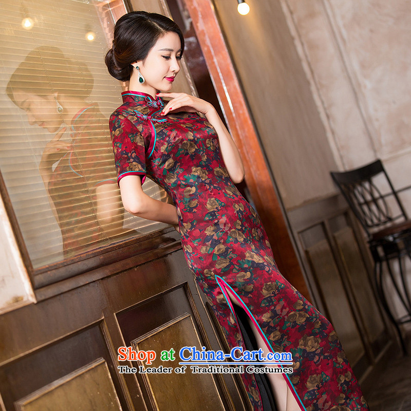 The cross-SA-Hung Yun 2015 retro Silk Cheongsam in cloud of incense yarn long improved cheongsam dress female long gown HY6093 CHINESE CHEONGSAM picture color L, the cross-sa , , , shopping on the Internet