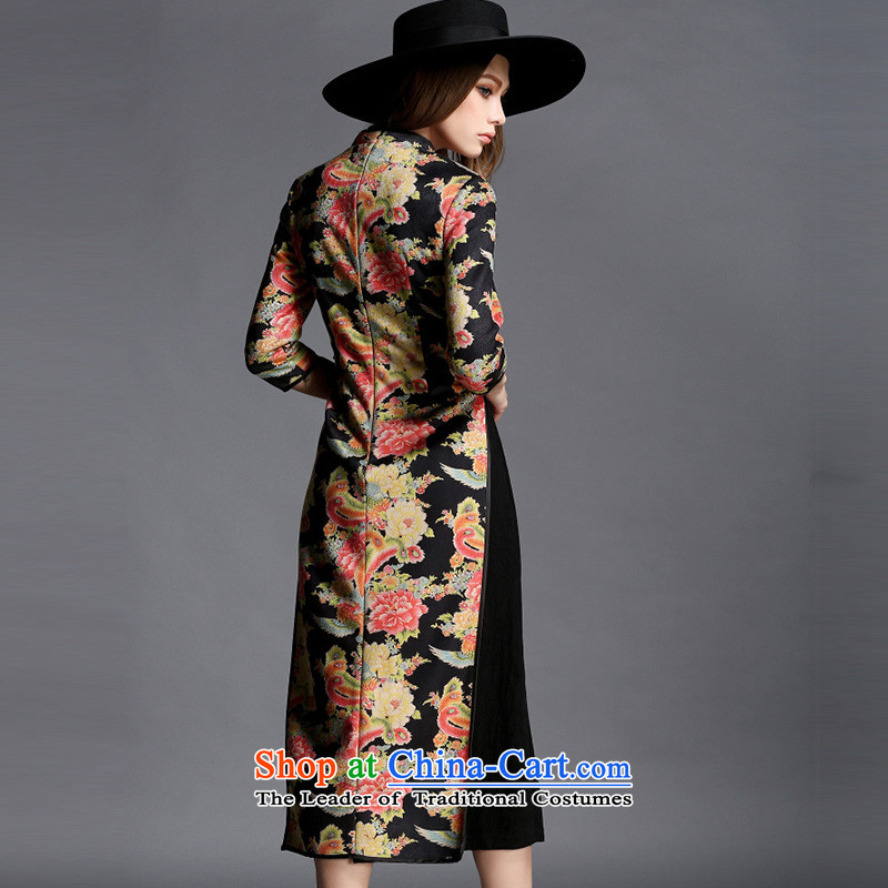 Caynova2015 autumn and winter new retro China wind qipao suede stamp of the forklift truck long skirt color pictures of the Sau San xxl,caynova,,, shopping on the Internet