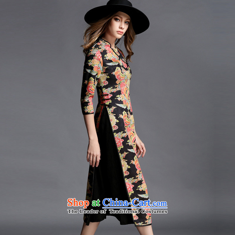 Caynova2015 autumn and winter new retro China wind qipao suede stamp of the forklift truck long skirt color pictures of the Sau San xxl,caynova,,, shopping on the Internet