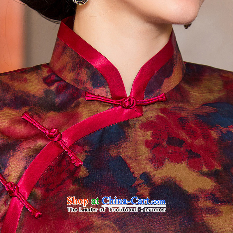 The cheer her camellias 2015 silk cheongsam dress cloud of incense yarn with new classical Autumn Chinese Dress cheongsam dress female HY6113 deep red , L, the cross-sa , , , shopping on the Internet