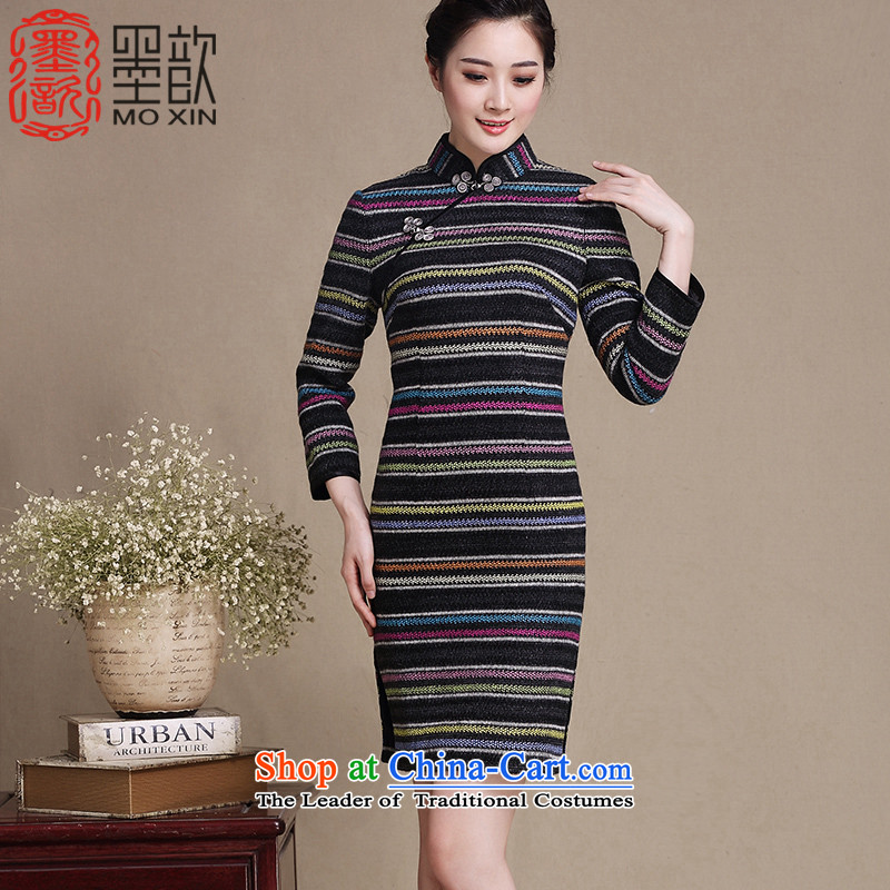 The first vulnerability?2015 retro 歆 ethnic qipao winter clothing new president wool knitting improved qipao? long-sleeved cheongsam dress dresses Y5150 picture color?XL