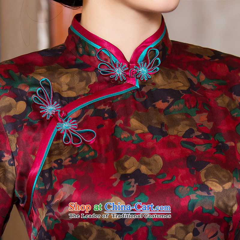 Yuan of flower thousands tree 2015 heavyweight silk yarn improved qipao cloud of incense Fall Classic Chinese cheongsam dress with skirt the new color M yuan HYX6093 pixel (YUAN SU shopping on the Internet has been pressed.)