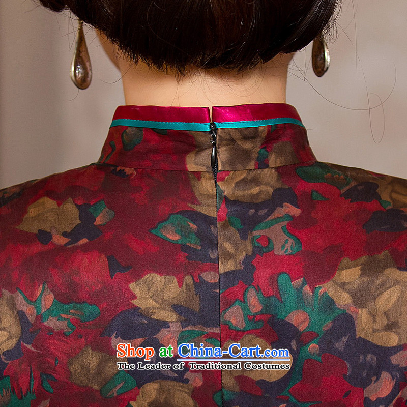 Yuan of flower thousands tree 2015 heavyweight silk yarn improved qipao cloud of incense Fall Classic Chinese cheongsam dress with skirt the new color M yuan HYX6093 pixel (YUAN SU shopping on the Internet has been pressed.)
