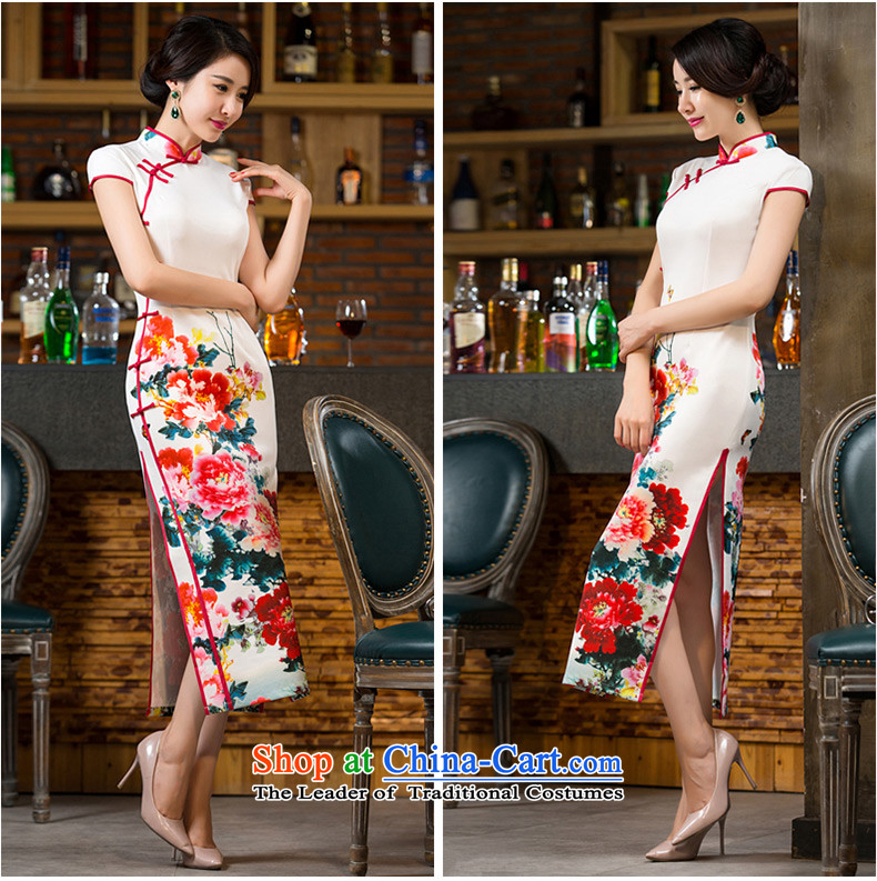 The 2015 Hong Kong looks forward to new 歆 cheongsam dress autumn). long double long cheongsam look stylish retro improved cheongsam dress M12038 white S picture, prices, brand platters! The elections are supplied in the national character of distribution, so action, buy now enjoy more preferential! As soon as possible.