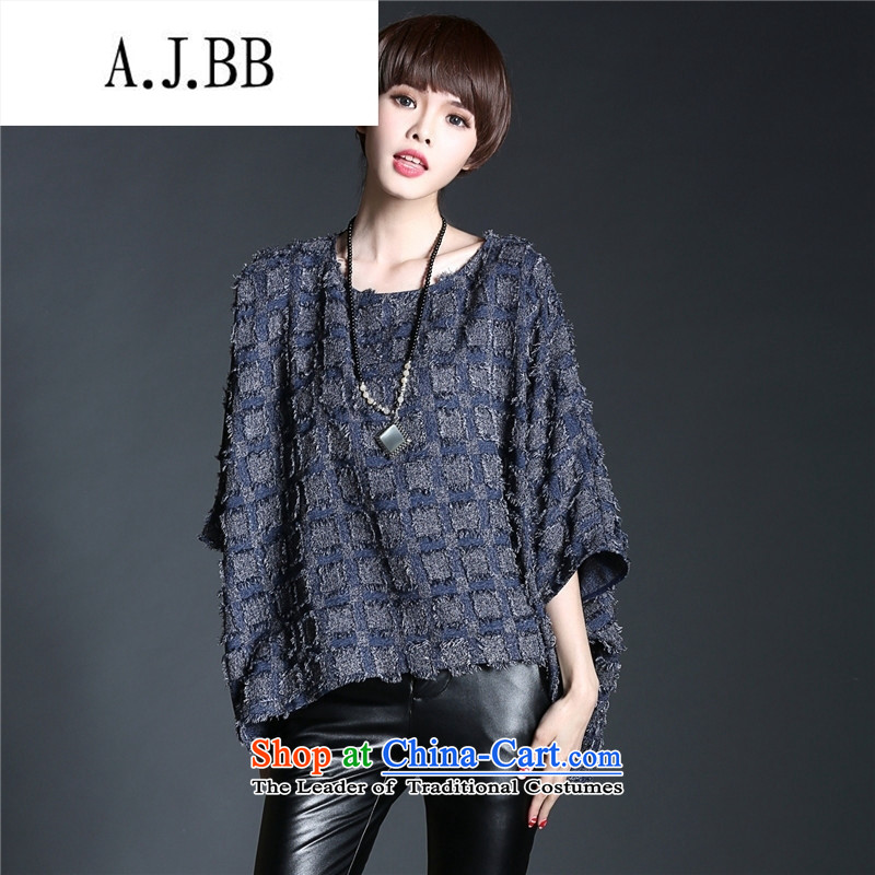 The new European and American Women 2015 Graphics thin large T-shirt bat sleeves in loose fit sleeve sweater in a compartment plush black are code ,A.J.BB,,, shopping on the Internet