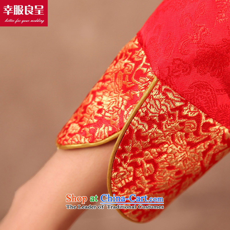 The privilege of serving the bride-leung wedding dress qipao Chinese wedding dress bows services 2015 new autumn and winter red retro winter long dress 2XL, privilege service-leung , , , shopping on the Internet