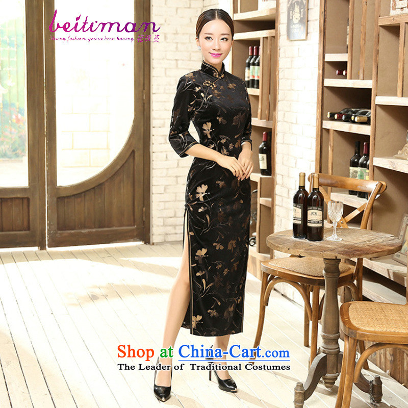 Mrs Ingrid Yeung economy Overgrown Tomb new women's classical Chinese qipao Tang Dynasty Stretch Wool collar manually Kim detained seven long-sleeved cheongsam dress figure , L, Mrs Ingrid Yeung economy Overgrown Tomb , , , shopping on the Internet