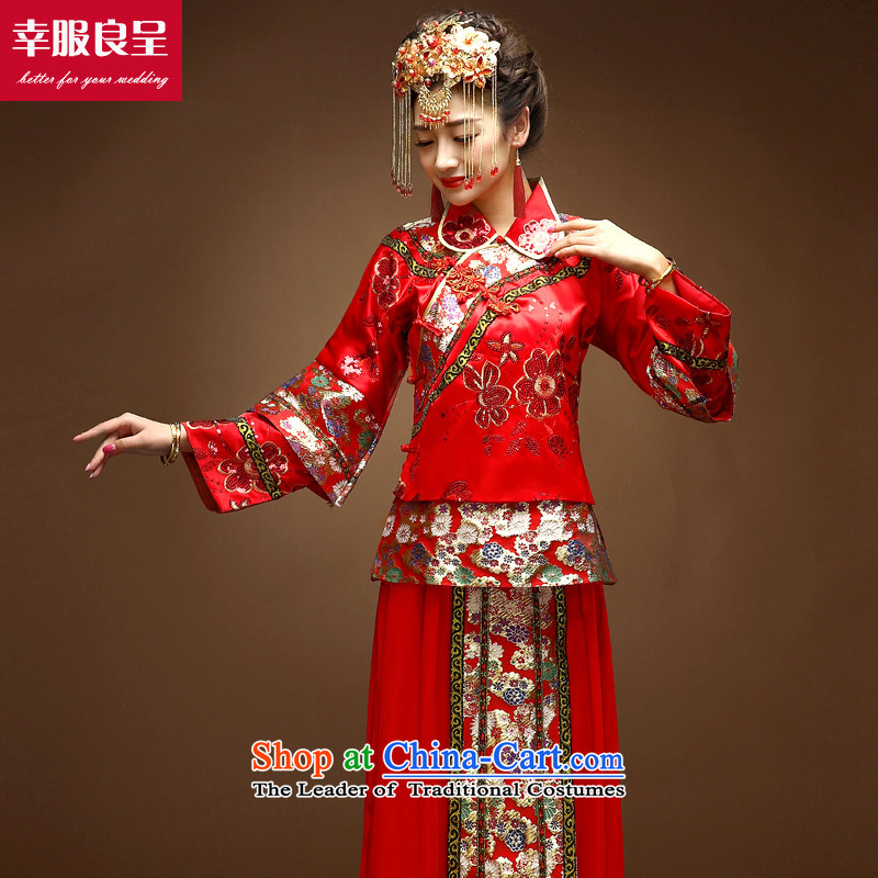 The privilege of serving-leung SOO wo service use 2015 New Dragon Chinese wedding dress red wedding dress Bridal Services long qipao bows skirt red chip Sau Wo Service Model with + 128 Head Ornaments did not consider the concept of package Province $20 a