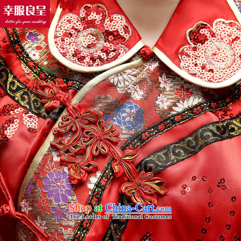 The privilege of serving-leung SOO wo service use 2015 New Dragon Chinese wedding dress red wedding dress Bridal Services long qipao bows skirt red chip Sau Wo Service Model with + 128 Head Ornaments did not consider the concept of package Province $20 a