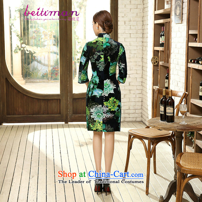 Mrs Ingrid Yeung economy Overgrown Tomb female elegant beauty really scouring pads in the collar short-sleeved manually detained cheongsam dress  TD0052 figure XL, Mrs Ingrid Yeung economy Overgrown Tomb , , , shopping on the Internet