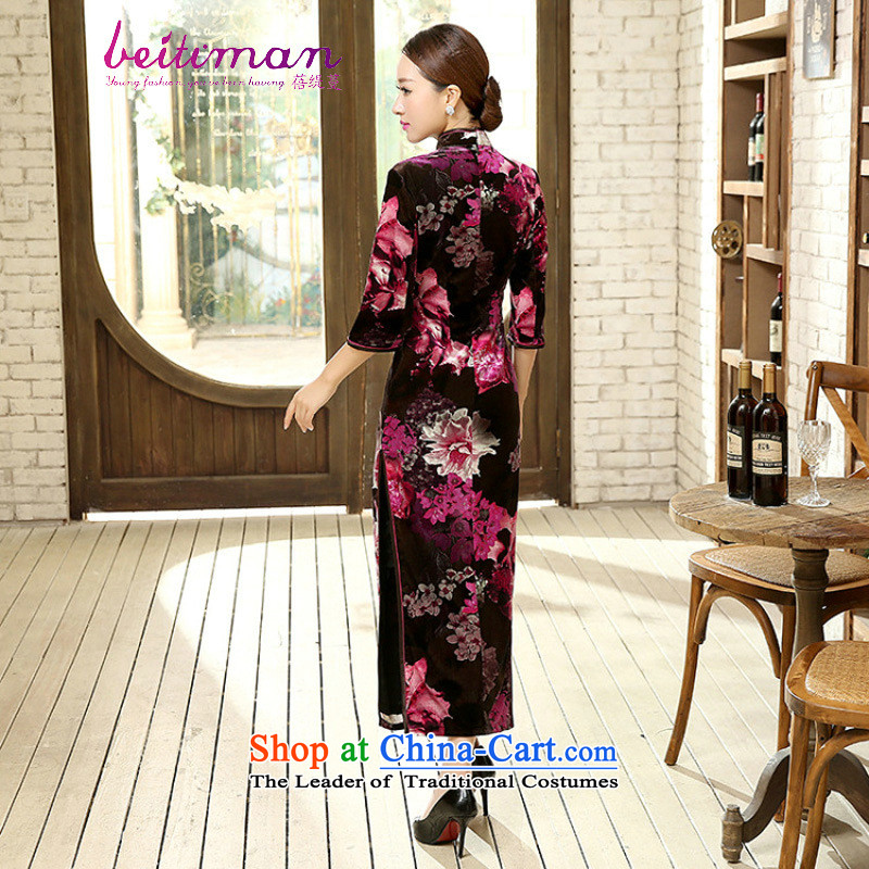 Mrs Ingrid Yeung economy Overgrown Tomb Tang dynasty women 7 cuff qipao improved stylish collar manually detained Stretch Wool long qipao Kim dresses T0011 M, Mrs Ingrid Yeung economy Overgrown Tomb , , , shopping on the Internet
