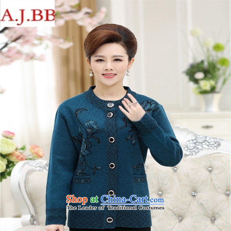 Orange Tysan *2015 autumn and winter in the number of older women's new product a Phillips Mock-neck stamp buckle mother woolen coats cardigan gross? Diamond blue 110,A.J.BB,,, shopping on the Internet