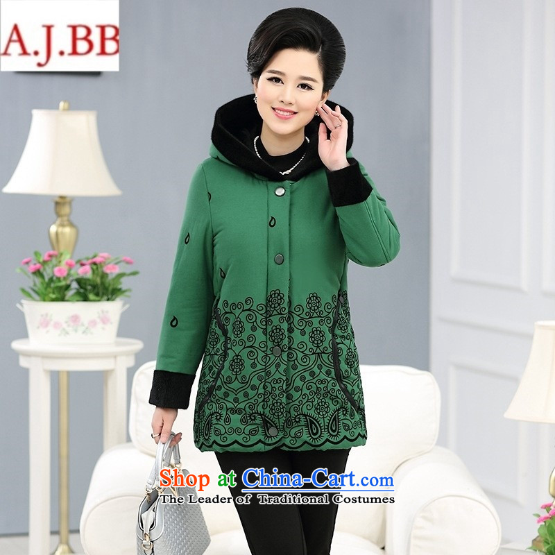 Orange Tysan *2015 in older women with cap reinforcement plus satoko stamp relaxd lint-free mother jacket coat green 4XL,A.J.BB,,, cotton coat shopping on the Internet