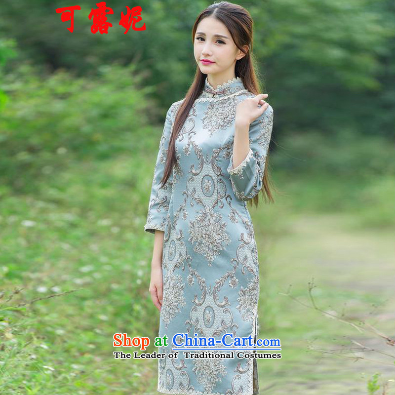 Ruth autumn 2015 Flower Palace Connie heavyweight click of flower embroidery is pressed longer embroidery cheongsam dress up the clip picture color manually XL, Ruth Connie shopping on the Internet has been pressed.