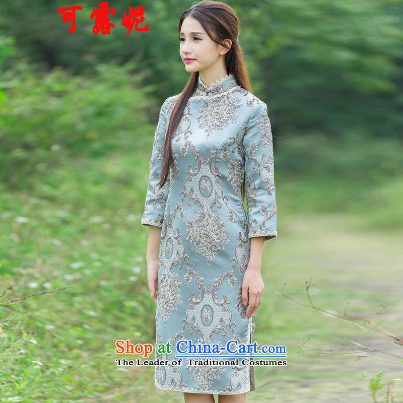 Ruth autumn 2015 Flower Palace Connie heavyweight click of flower embroidery is pressed longer embroidery cheongsam dress up the clip picture color manually XL, Ruth Connie shopping on the Internet has been pressed.