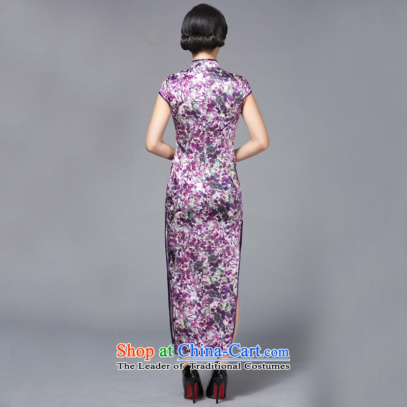 Joe was aristocratic banquet long heavyweight Silk Cheongsam high on the forklift truck improved purple CKZS012 PURPLE L,CHOSHAN stamp LADIES,,, shopping on the Internet