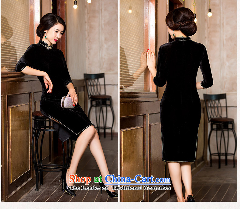 Statements were made by the cross-sa Doi autumn and winter velvet cheongsam dress in long gown temperament of solid color Sau San cheongsam dress 7021A HY  2XL Photo Black, prices, brand platters! The elections are supplied in the national character of distribution, so action, buy now enjoy more preferential! As soon as possible.