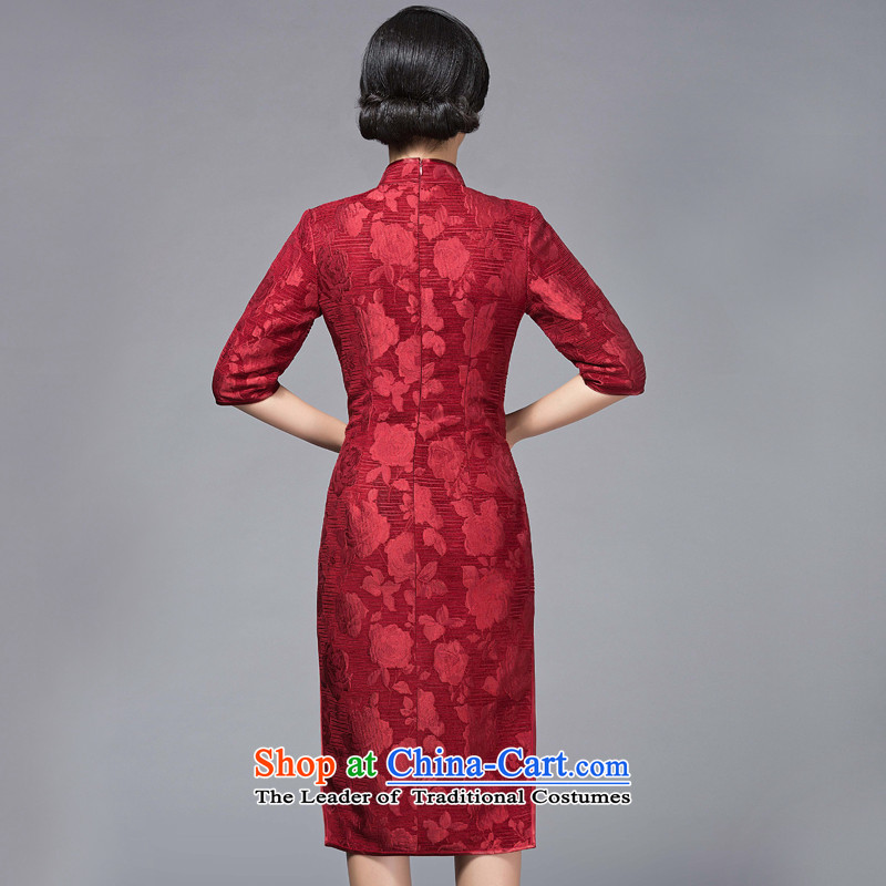 Joe was aristocratic autumn and winter in cuff wedding dresses in red mother long improved stylish deep red XXXL,CHOSHAN THMQP001 LADIES,,, shopping on the Internet