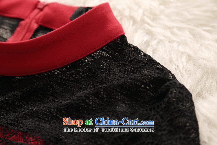 The main European site fall 2015 high-end female lace stitched cotton knit collar 7 Cuff A relaxd T-shirt shirt black L picture, prices, brand platters! The elections are supplied in the national character of distribution, so action, buy now enjoy more preferential! As soon as possible.