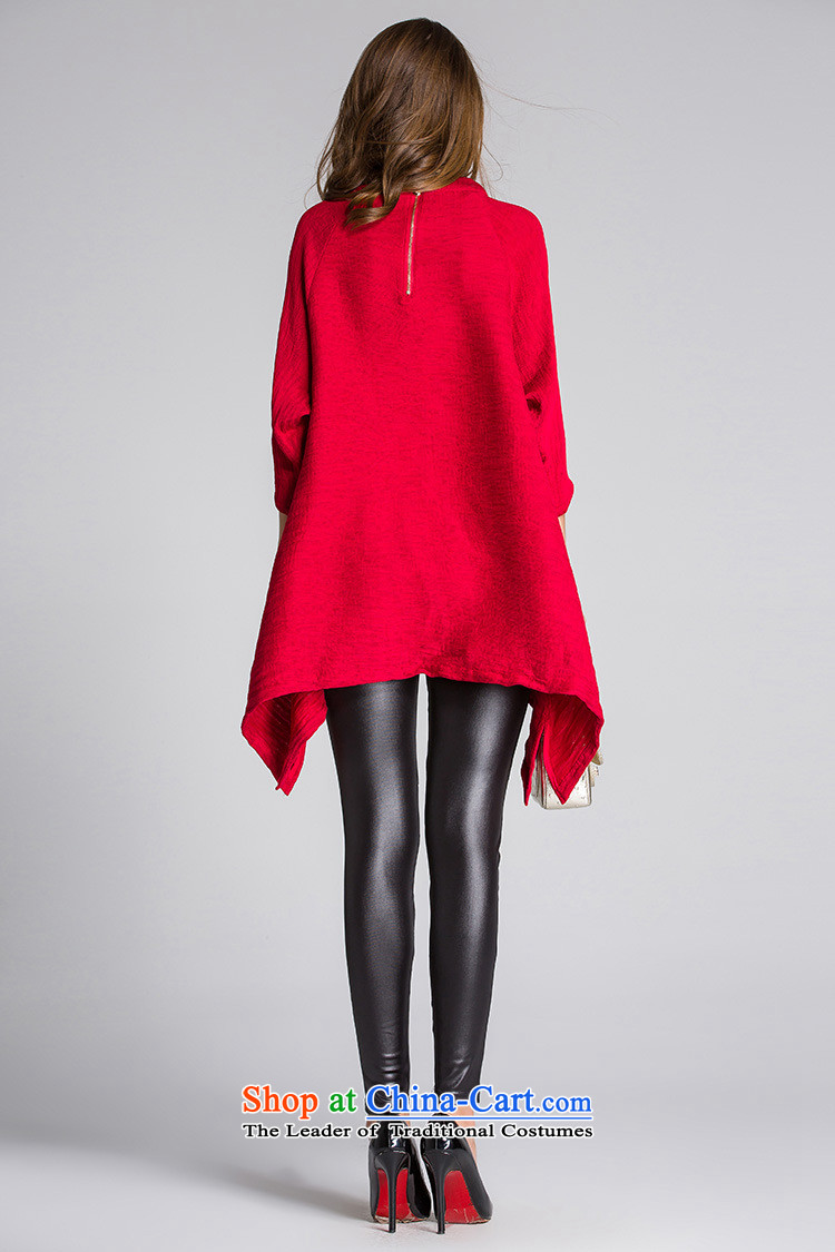 The main European and American Women's autumn 2015 round-neck collar 7 cuff does not rule under the loose coat T-shirts pure color red L picture, prices, brand platters! The elections are supplied in the national character of distribution, so action, buy now enjoy more preferential! As soon as possible.